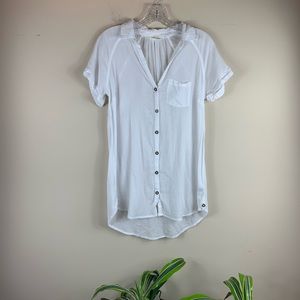 Anthro Hei Hei White Gauzy Button Front Blouse
